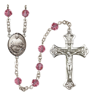 Sterling Silver 6mm Austrian Crystal Pope Francis Rosary in Rose
