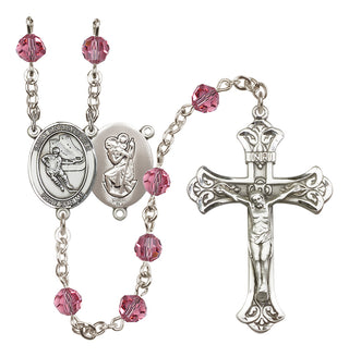 Sterling Silver 6mm Saint Christopher/Hockey Rosary