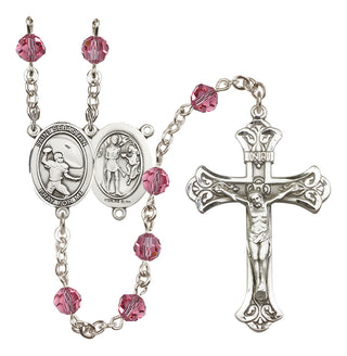 Sterling Silver 6mm Saint Sebastian / Football Rosary