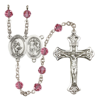 Sterling Silver 6mm Austrian Crystal Saint Sebastian / Tennis Rosary in Rose