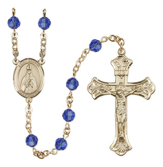 14 Karat Gold-Filled 6mm Austrian Crystal Saint Blaise Rosary in Sapphire