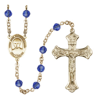 14 Karat Gold-Filled 6mm Austrian Crystal Saint Jose Sanchez del Rio Rosary in Sapphire
