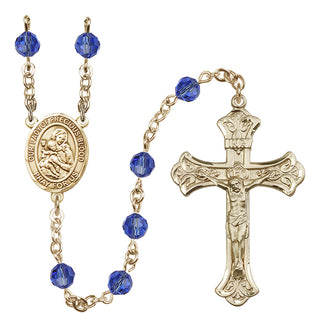 14 Karat Gold 6mm Austrian Crystal Our Lady of the Precious Blood Rosary in Sapphire