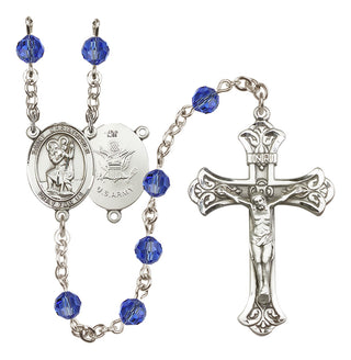 Sterling Silver 6mm Saint Christopher / Army Rosary