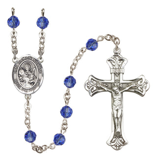 Sterling Silver 6mm Austrian Crystal San Ramon Nonato Rosary in Sapphire