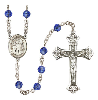 Sterling Silver 6mm Austrian Crystal Maria Stein Rosary in Sapphire