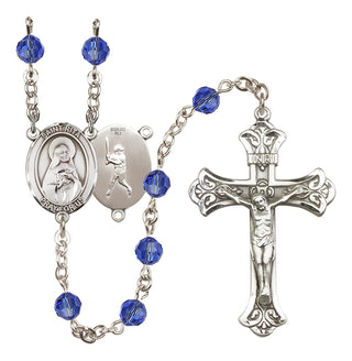 Sterling Silver 6mm Austrian Crystal Saint Rita / Baseball Rosary in Sapphire