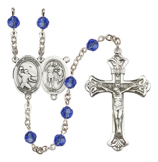 Sterling Silver 6mm Saint Sebastian / Football Rosary