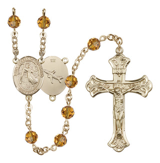 14 Karat Gold-Filled 6mm Austrian Crystal Saint Joseph of Cupertino Rosary in Topaz