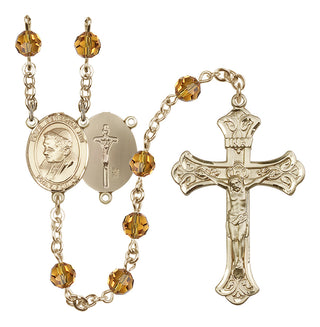 14 Karat Gold-Filled 6mm Austrian Crystal Pope Emeritace Benedict XVI Rosary in Topaz