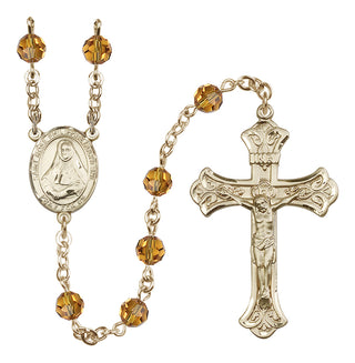 14 Karat Gold-Filled 6mm Austrian Crystal Saint Rose Philippine Duchesne Rosary in Topaz