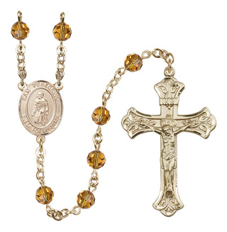 14 Karat Gold 6mm Austrian Crystal San Peregrino Rosary in Topaz