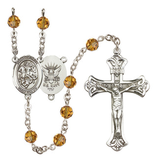 Sterling Silver 6mm Saint George / Navy Rosary