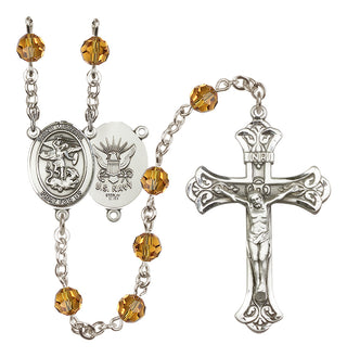 Sterling Silver 6mm Saint Michael / Navy Rosary