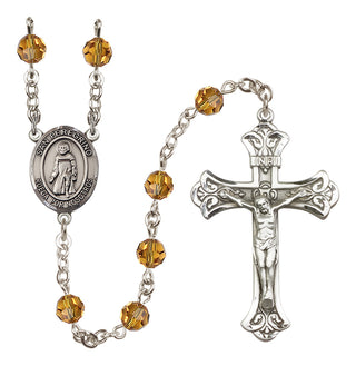 Sterling Silver 6mm Austrian Crystal San Peregrino Rosary in Topaz