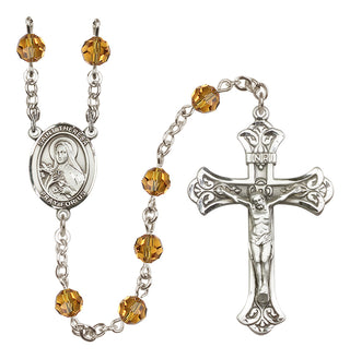 Sterling Silver 6mm Saint Theresa  Engraved Catholic Rosaries