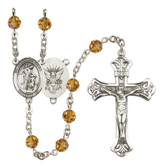 Sterling Silver 6mm Guardian Angel / Navy Rosary