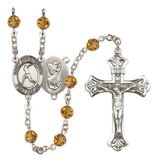 Sterling Silver 6mm Saint Christopher/Baseball Rosary