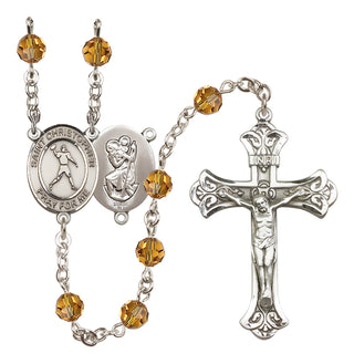 Sterling Silver 6mm Saint Christopher/Football Rosary