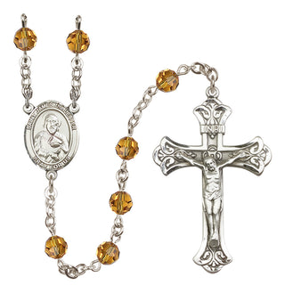 Sterling Silver 6mm Austrian Crystal Saint James the Lesser Rosary in Topaz