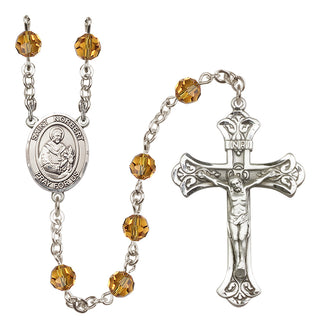 Sterling Silver 6mm Austrian Crystal Saint Norbert of Xanten Rosary in Topaz