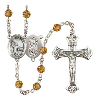 Sterling Silver 6mm Saint Christopher / Football Rosary