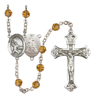 Sterling Silver 6mm Guardian Angel/Football Rosary