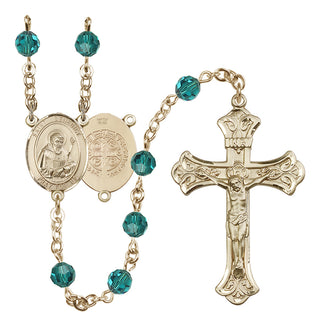 14 Karat Gold-Filled 6mm Austrian Crystal Saint Benedict Rosary in Zircon