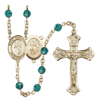 14 Karat Gold-Filled 6mm Austrian Crystal Saint Sebastian/Martial Arts Rosary in Zircon
