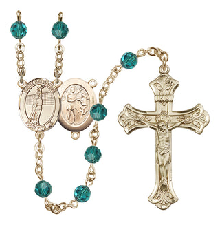 14 Karat Gold-Filled 6mm Austrian Crystal Saint Sebastian / Volleyball Rosary in Zircon