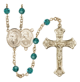 14 Karat Gold-Filled 6mm Austrian Crystal Divina Misericordia Rosary in Zircon