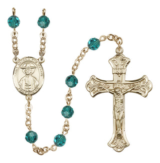 14 Karat Gold-Filled 6mm Austrian Crystal Saint Andrew Kim Taegon Rosary in Zircon