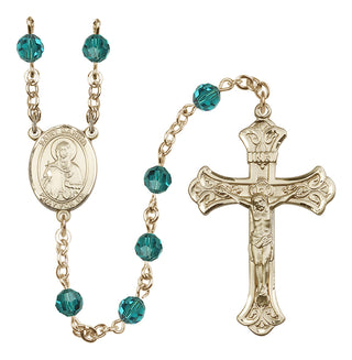 14 Karat Gold-Filled 6mm Austrian Crystal Saint Marina Rosary in Zircon