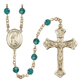 14 Karat Gold-Filled 6mm Austrian Crystal Saint Drogo Rosary in Zircon