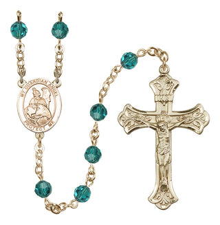 14 Karat Gold-Filled 6mm Austrian Crystal Guardian Angel Protector Rosary in Zircon