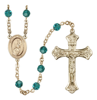 14 Karat Gold-Filled 6mm Austrian Crystal Guardian Angel of the World Rosary in Zircon
