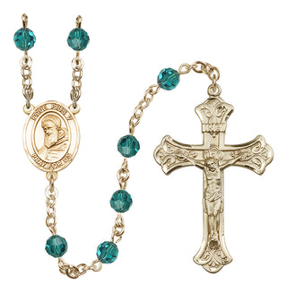 14 Karat Gold-Filled 6mm Austrian Crystal Pope Pius V Rosary in Zircon