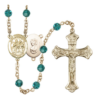 14 Karat Gold-Filled 6mm Austrian Crystal Saint Christopher / Choir Rosary in Zircon