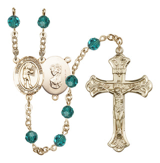 14 Karat Gold-Filled 6mm Austrian Crystal Saint Christopher/Basketball-Women Rosary in Zircon