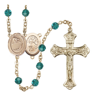 14 Karat Gold-Filled 6mm Austrian Crystal Saint Sebastian/Gymnastics Rosary in Zircon