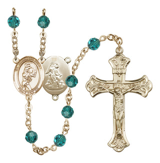 14 Karat Gold-Filled 6mm Austrian Crystal Guardian Angel/Softball Rosary in Zircon