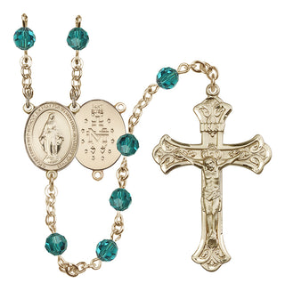 14 Karat Gold 6mm Austrian Crystal Miraculous Rosary in Zircon