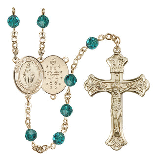14 Karat Gold 6mm Austrian Crystal Virgen Milagrosa Rosary in Zircon