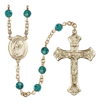 14 Karat Gold 6mm Austrian Crystal Saint Monica Rosary in Zircon
