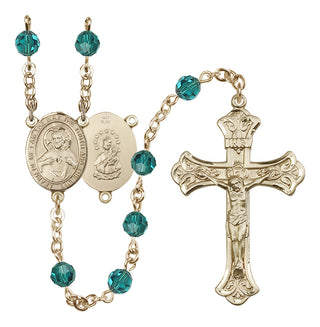 14 Karat Gold 6mm Austrian Crystal Scapular Rosary in Zircon