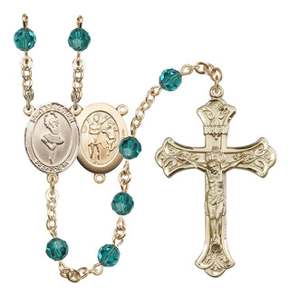 14 Karat Gold 6mm Austrian Crystal Saint Sebastian/Dance Rosary in Zircon