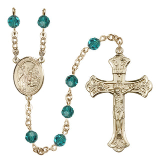 14 Karat Gold 6mm Austrian Crystal Saint Fiacre Rosary in Zircon