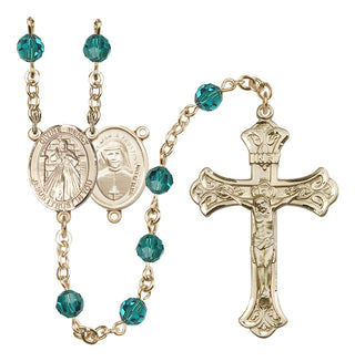 14 Karat Gold 6mm Austrian Crystal Divine Mercy Rosary in Zircon