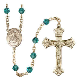 14 Karat Gold 6mm Austrian Crystal Saint Daria Rosary in Zircon