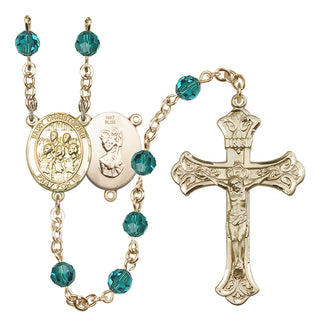 14 Karat Gold 6mm Austrian Crystal Saint Christopher / Choir Rosary in Zircon